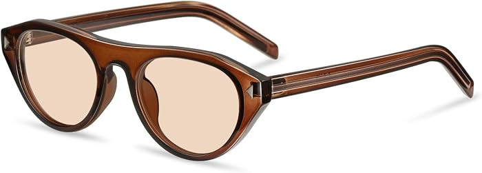 Retro Oval Sunglasses for Women Men Trendy Small Cateye Narrow Round Shades UV Protection | Amazon (US)