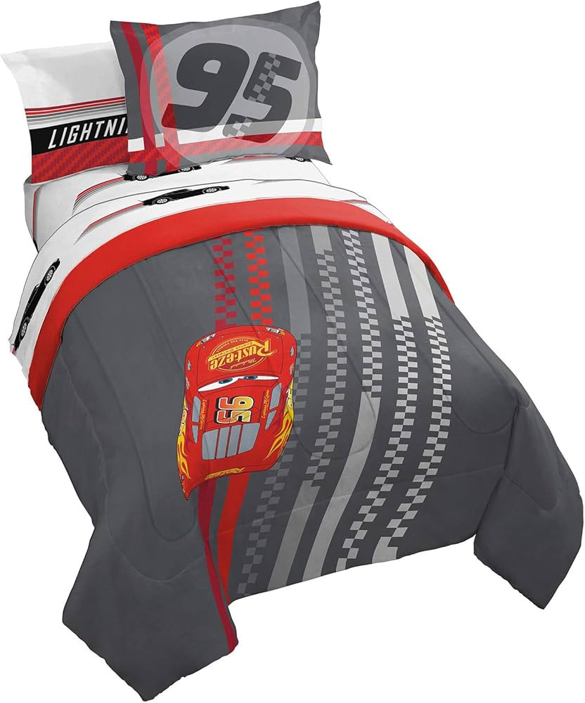Jay Franco Disney Pixar Cars Race Ready 7 Piece Full Bed Set - Includes Comforter & Sheet Set - B... | Amazon (US)