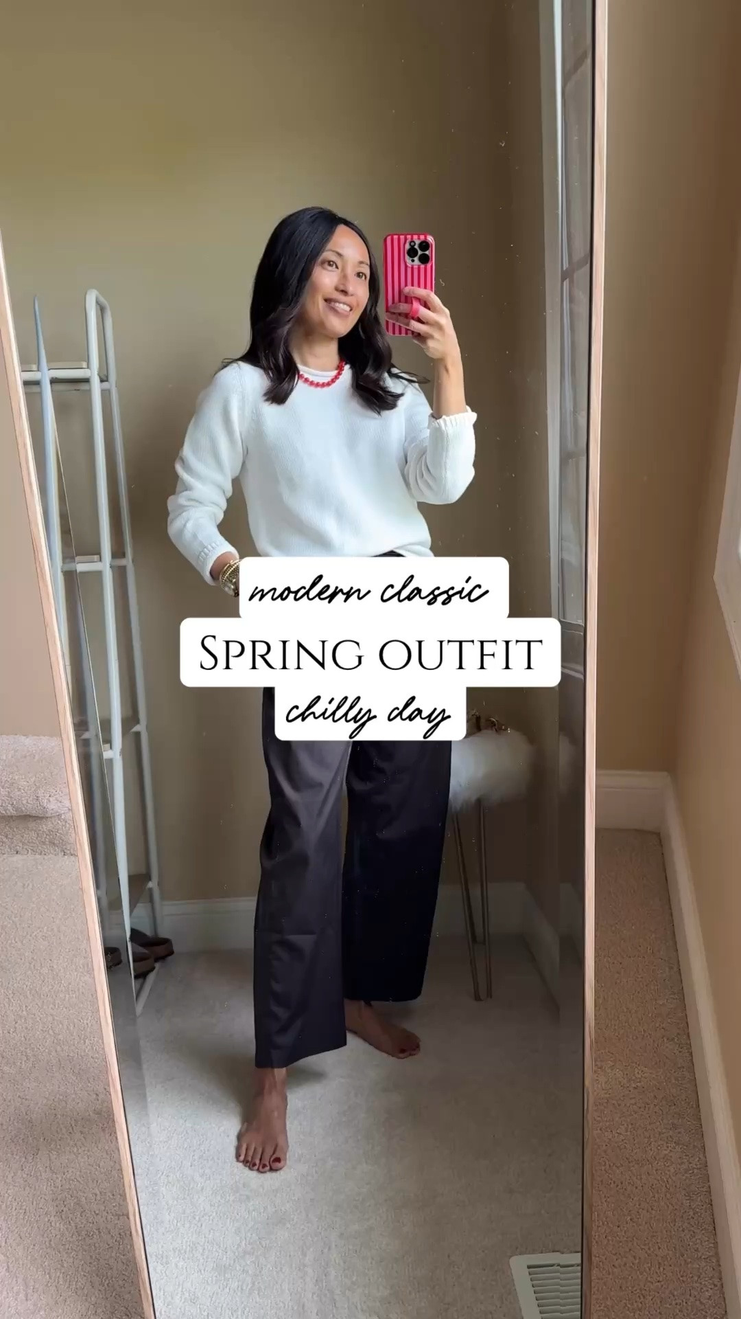 Modern classic spring outfit for a chilly day. 
- Cotton roll neck sweater. Can work year round. 
(Size up in exact sweater)
- Cotton poplin pants. Effortless pull on style for when you want a change from jeans. 
(I sized down in exact pants)
- Pop of color necklace 
- Textured slide sandals and nail polish from @Birkenstock US 
- Everyday crossbody bag that works well as a travel bag too
- Gold bracelets that elevate basic outfits
- Lip blush from @Merit for a comfy natural wash of color. My shade: vendome.

#LTKOver40 #LTKootd