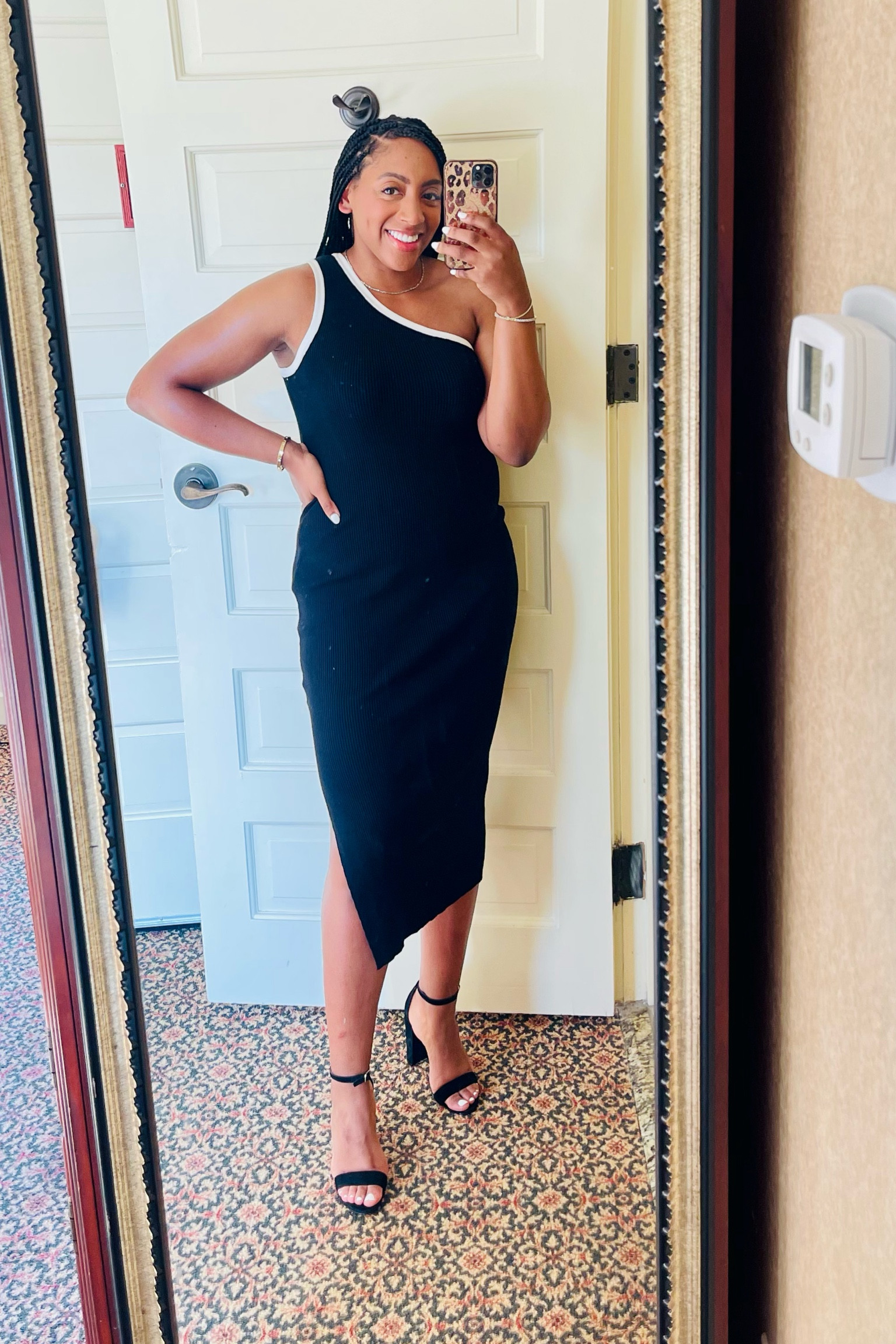 Cute date night black one shoulder ribbed mid length dress! Comes in a few different colors and it is incredibly flattering and comfortable. Details linked ! 

#LTKStyleTip #LTKFindsUnder50 #LTKParties