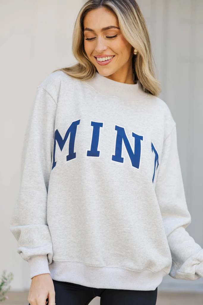 The Mint Heather Gray Mock Neck Sweatshirt | The Mint Julep Boutique