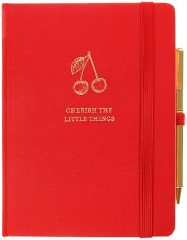 Graphique Cherry Lined Journal Plus Pen Luxe Collection, Hardcover Diary Notebook for Writing, Go... | Amazon (US)