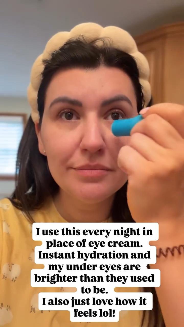 I use this every night in place of eye cream. Instant hydration and my under eyes are brighter than they used to be. 
I also just love how it feels lol!