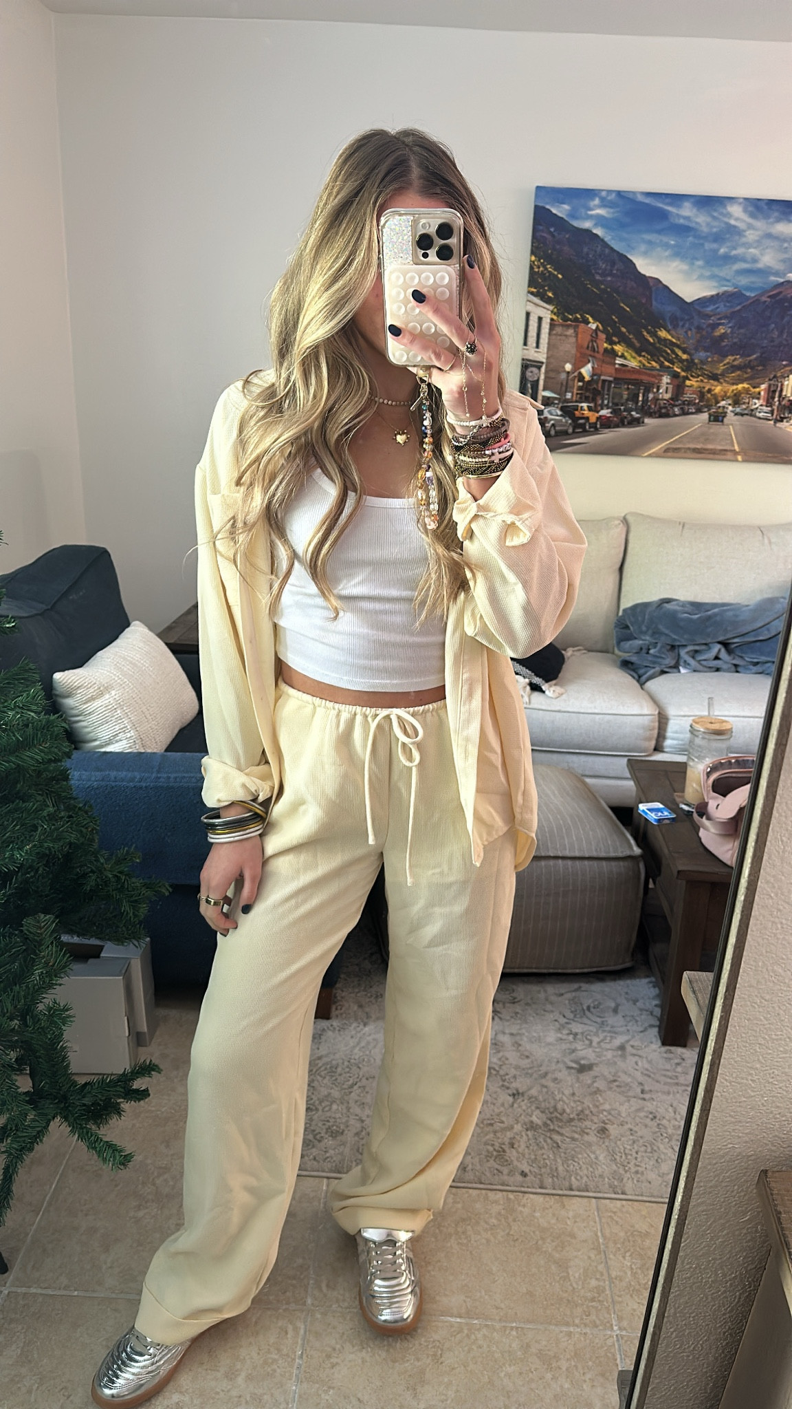 Pale yellow matching set from Calypso Boutique. Old navy white cropped tank top. Steve Madden silver sneakers. Electric picks code SLOANE20. #outfit #fashion #style #ootd #ootn #outfitoftheday #fashionstyle  #outfitinspiration #outfitinspo #tryon #tryonhaul#lookbook #outfitideas #currentlywearing #styleinspo #outfitinspiration outfit, outfit of the day, outfit inspo, outfit ideas, styling, try on, fashion, affordable fashion. 

#LTKSeasonal #LTKStyleTip #LTKShoeCrush