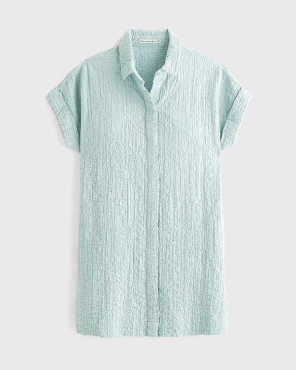 Women's Textured Mini Shirt Dress | Women's Dresses & Jumpsuits | Abercrombie.com | Abercrombie & Fitch (US)