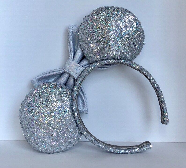 Magic Holographic Silver Sequin Mouse Ears. Mirror Mouse Ears. | Etsy | Etsy (US)