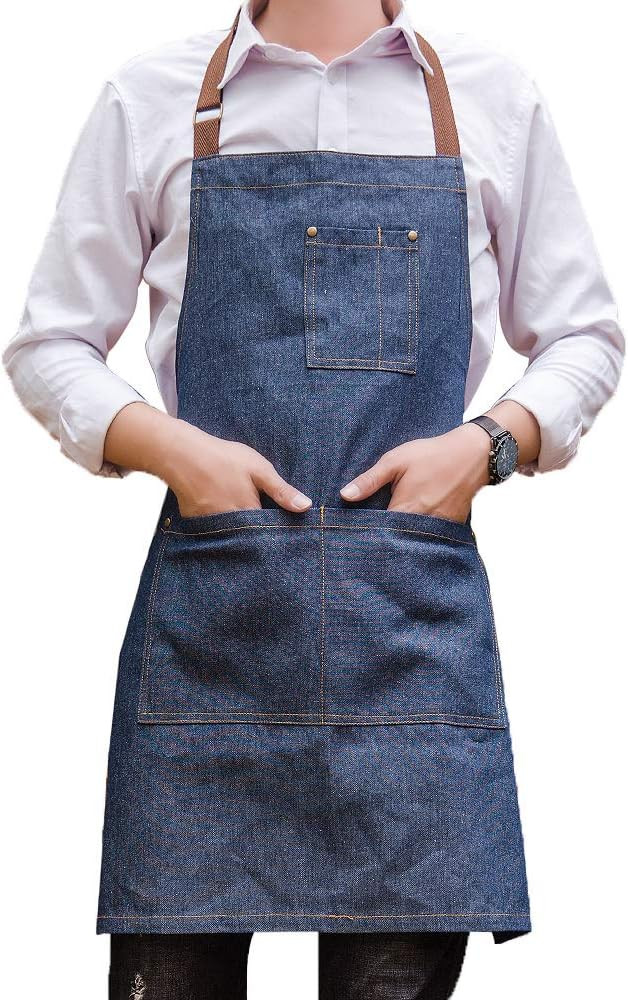 Unisex adjustable multi pocket denim apron for Chef Kitchen BBQ and Studio | Amazon (US)