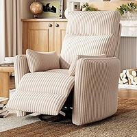 LINSY 360 Swivel Recliner Chair - Corduroy Nursery Glider Rocking Chair with 2 Pillows, Comfy Hig... | Amazon (US)