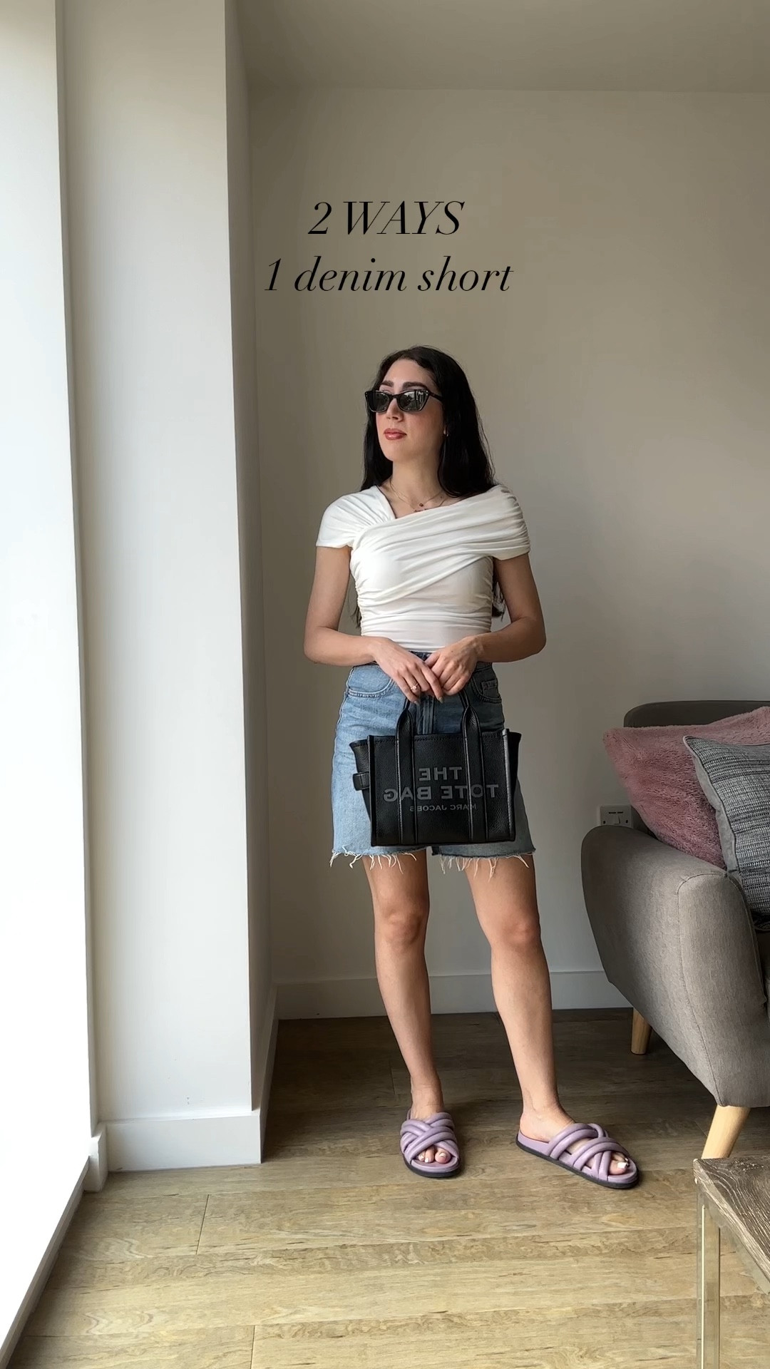 2 WAYS - 1 denim short
Off the shoulder top, grey corset, jean shorts, chunky sandals, marc jacobs tote bag

#LTKeurope #LTKFind #LTKstyletip
