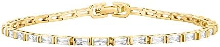 PAVOI 14K Gold Plated CZ Tennis Bracelet For Women | Classic Emerald Cut Simulated Diamond Bracel... | Amazon (US)