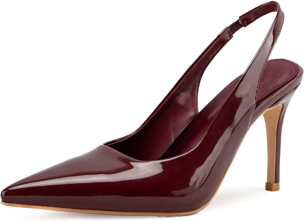 KaroNairy Stiletto Heels for Women Pointed Toe Slingback Heels Closed Toe mid Heel Wedding Dress ... | Amazon (US)