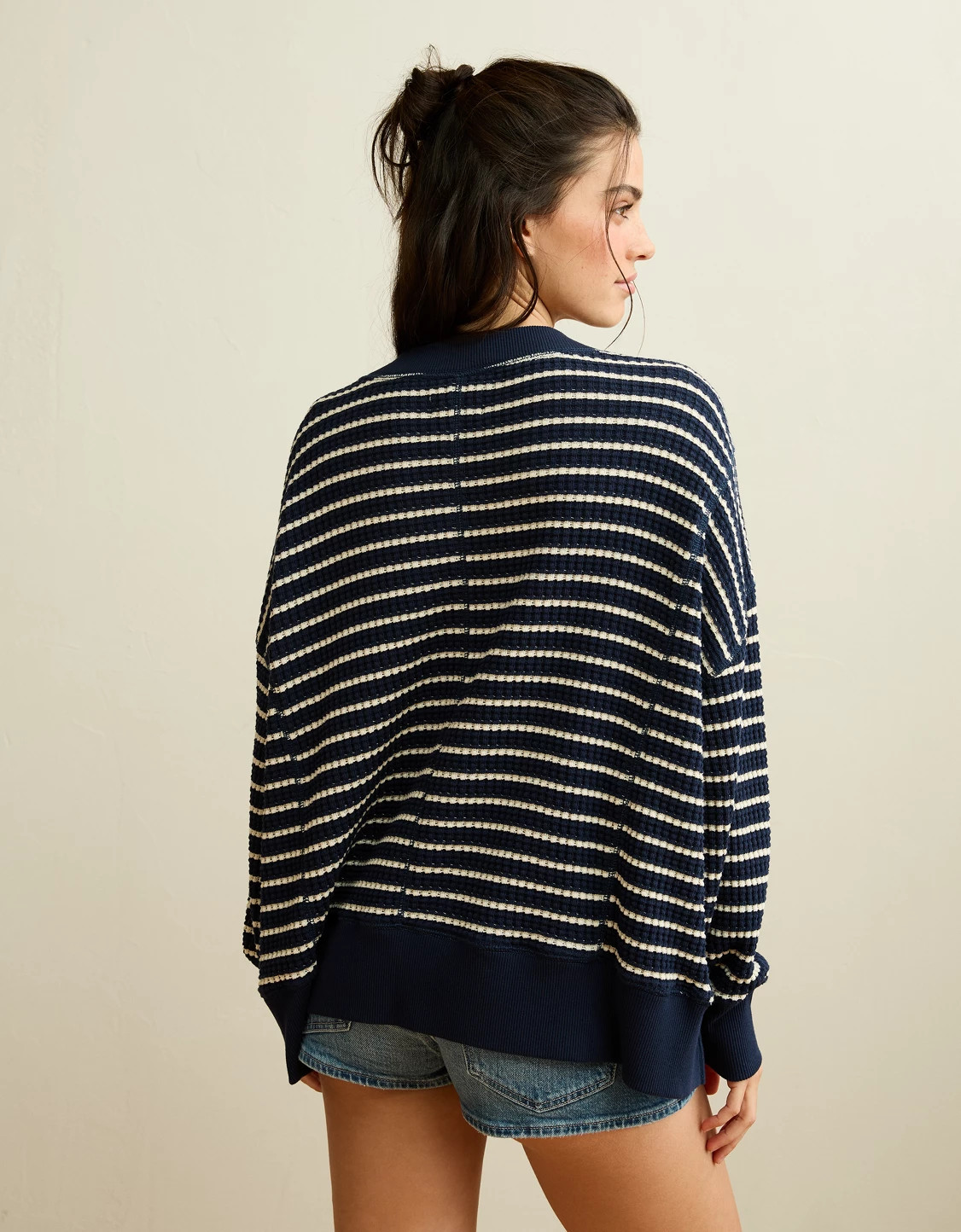 AE Big Hug V-Neck Waffle Sweatshirt | American Eagle Outfitters (US & CA)