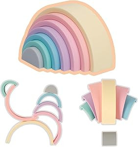 BESSENTIALS Silicone Stacking Rainbow, Silicone Baby Stacking Toys, STEM Toys, Stacking Toy & Tee... | Amazon (US)