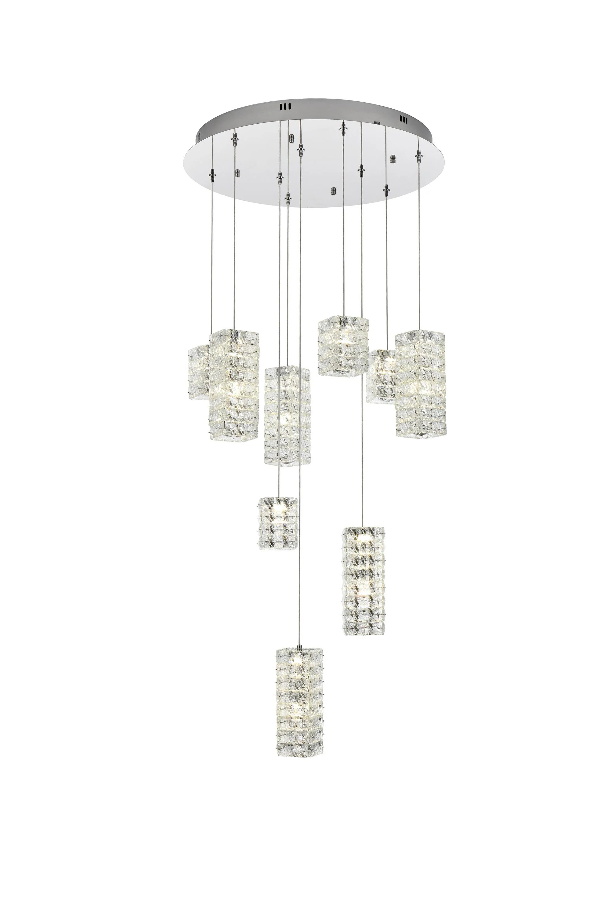 Elegant Decor Home Furnishing 9 -Light Chrome Modern/contemporary Cylinder Integrated LED Large Hanging Pendant light | HF11040D27C | Lowe's