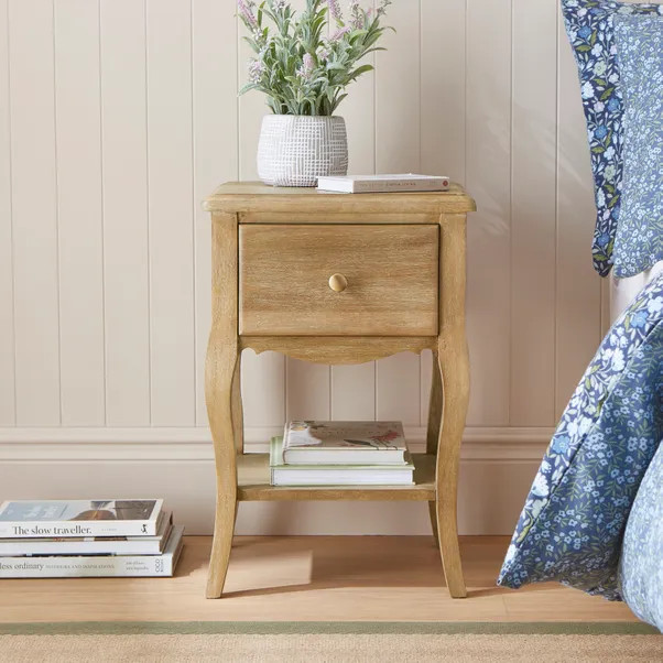 Giselle 1 Drawer Bedside Table, Mango Wood | Dunelm
