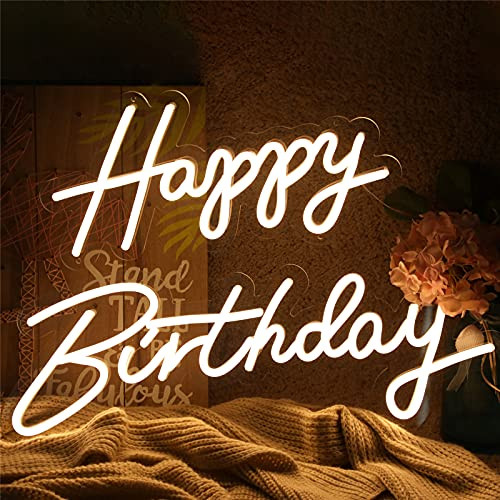 ATOLS Happy Birthday Large Neon Sign for Wall Decor, with Dimmable Switch, Reusable Happy Birthda... | Amazon (US)