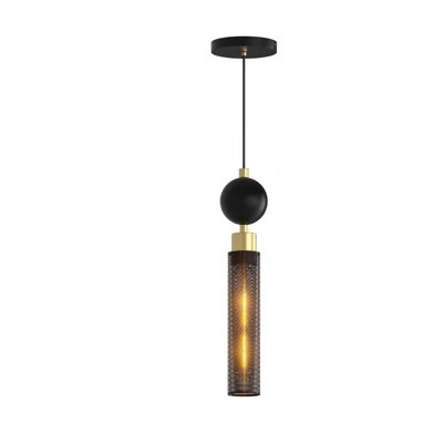 Modern Black Mesh Cylinder Pendant Light With Adjustable Height (0-55.1") And Brass Accents – 5" Canopy | Wayfair North America