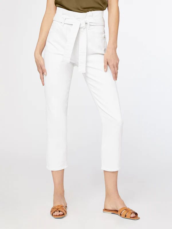 Belted Pleated Pegged Jean -- Blanc | Frame Denim