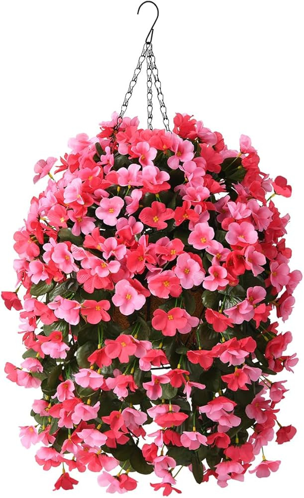 INQCMY NQCMY Artificial Hanging Flowers Basket,Fake Hanging Plant,Silk Flower Arrangements,4 Pack... | Amazon (US)