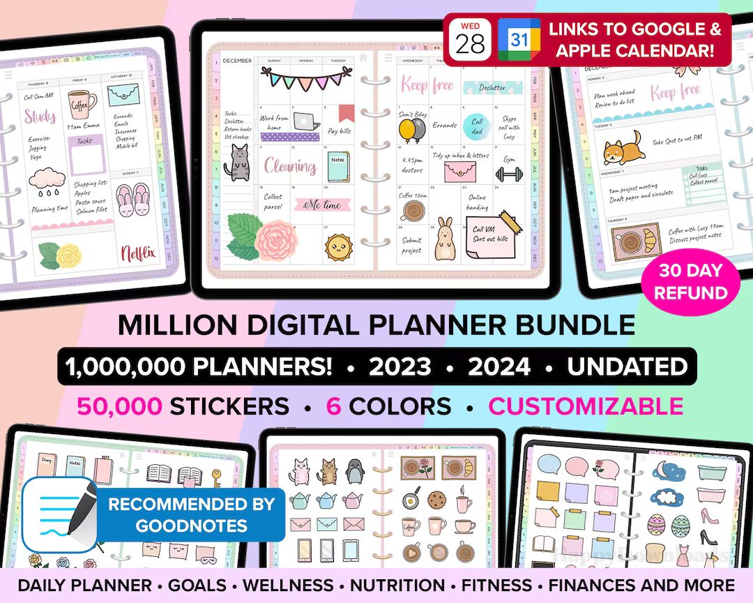 Digital Planner 2023 2024 Digital Planner Undated Digital Planner Goodnotes Planner Digital Plann... | Etsy (US)