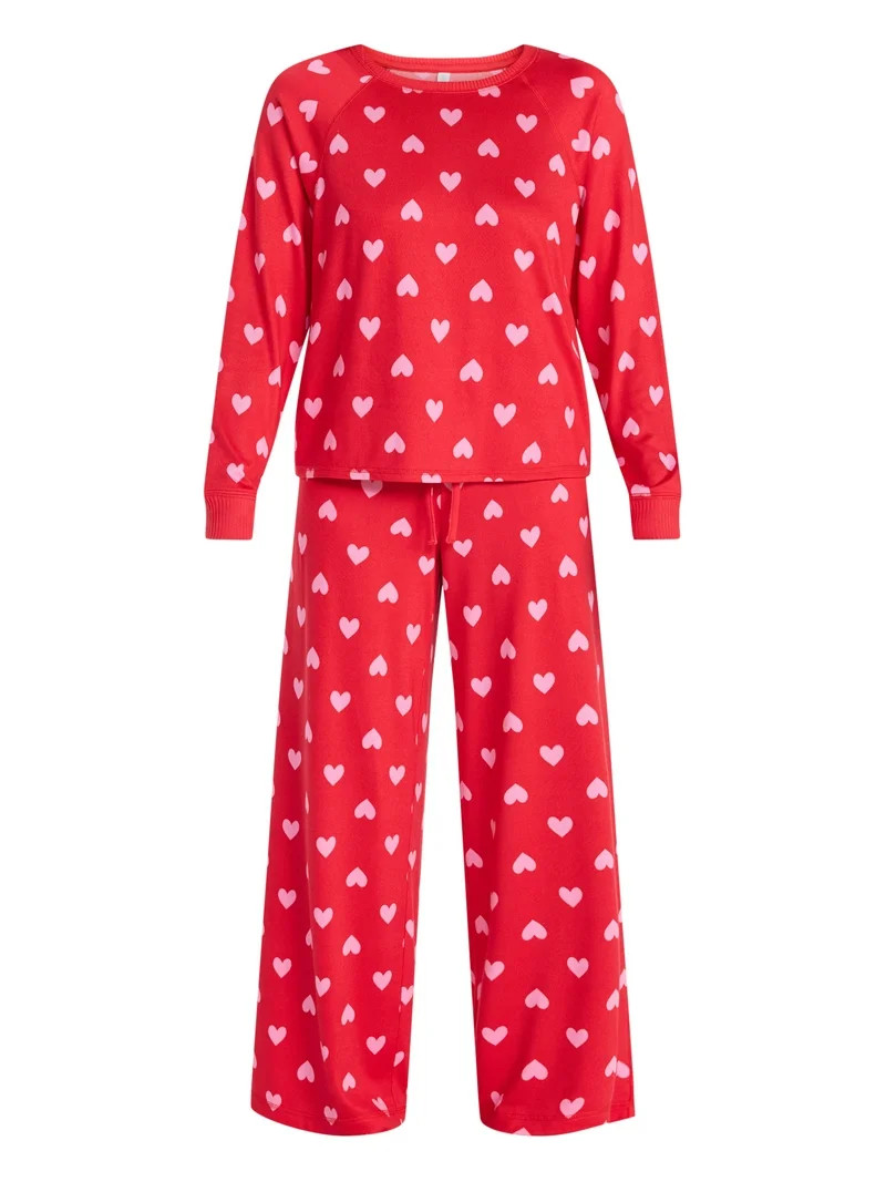 Joyspun Women's Cozy Lounge Collection Hacci Long Sleeve Top and Pants Pajama Set, 2-Piece, Sizes... | Walmart (US)