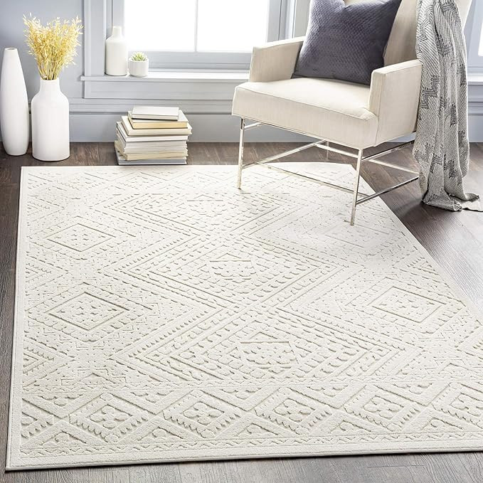 Ivor Outdoor Textured Area Rug, 7'10" x 10', Cream | Amazon (US)