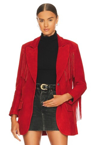 Understated Leather Malboro Blazer in Wine from Revolve.com | Revolve Clothing (Global)