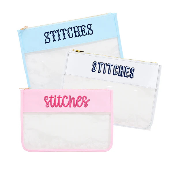 Needlepoint Stitches Flat Clear Pouch | Sprinkled With Pink