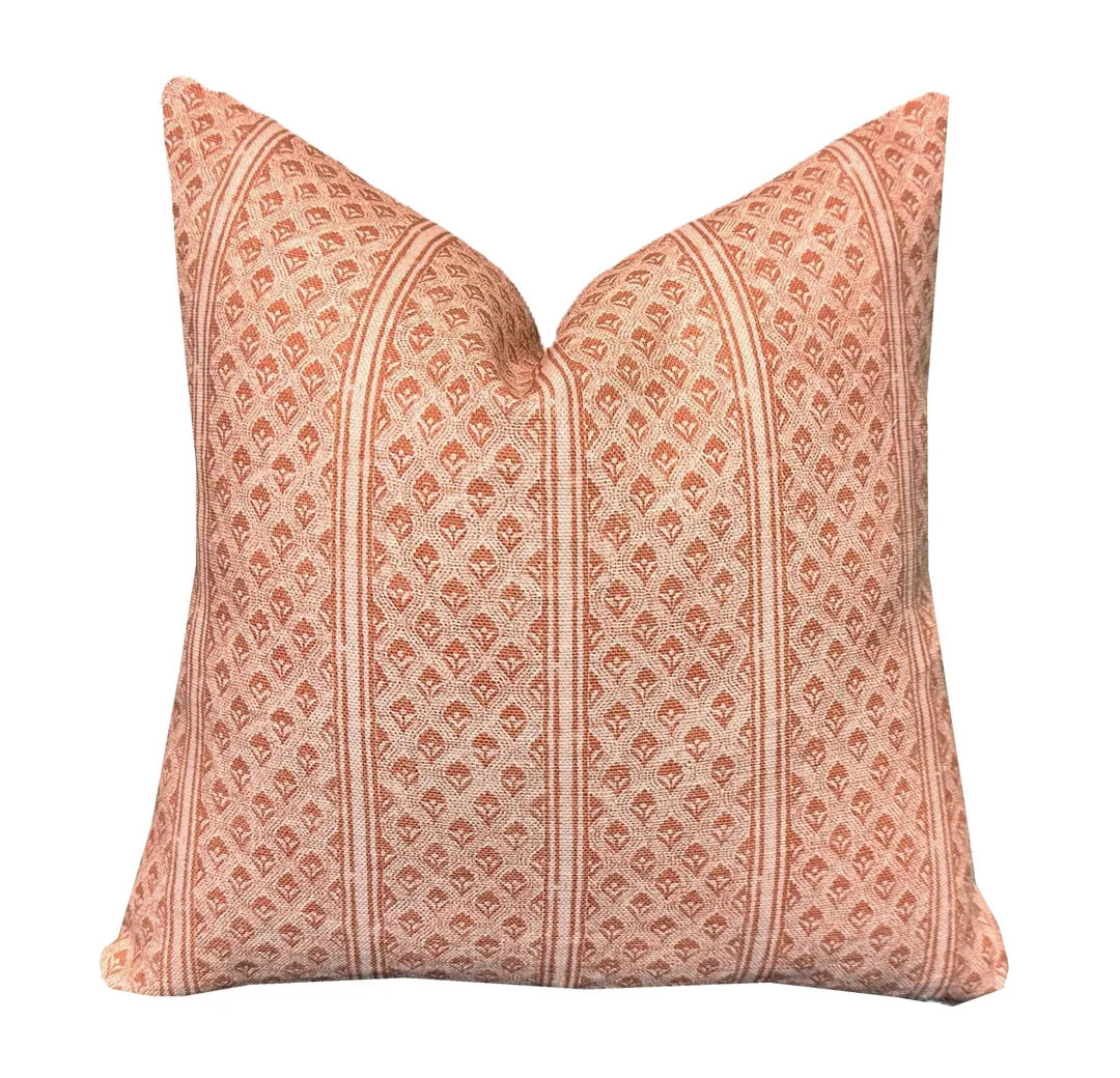 Brynn Soft Rust Stripe Linen Pillow Cover | Neutral | Designer | High End | Rusty Rose - Etsy | Etsy (US)