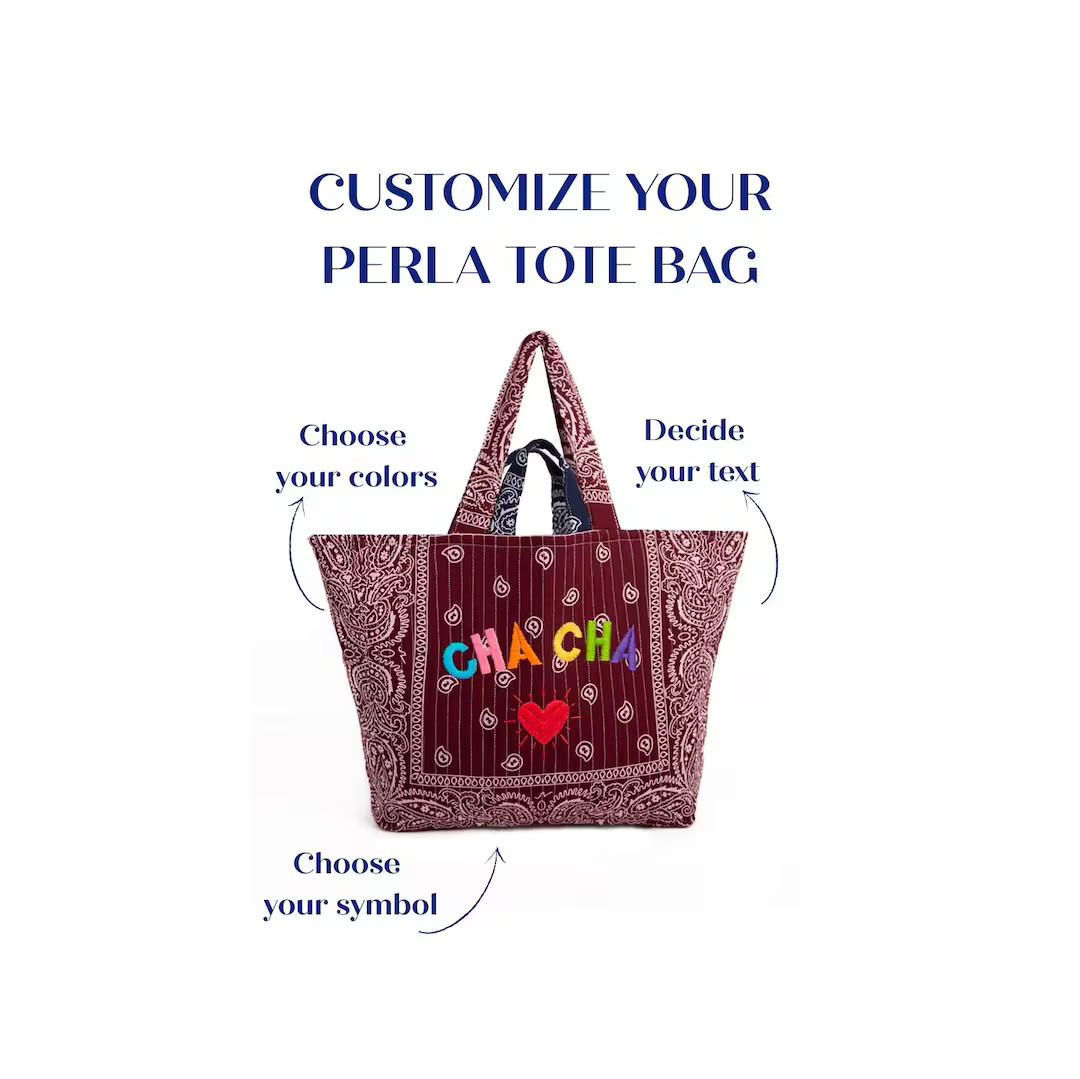 Customized Embroidered Perla Tote Bag, Handmade Quilted Maxi Tote Bag, Personalized Weekender Bag... | Etsy (US)