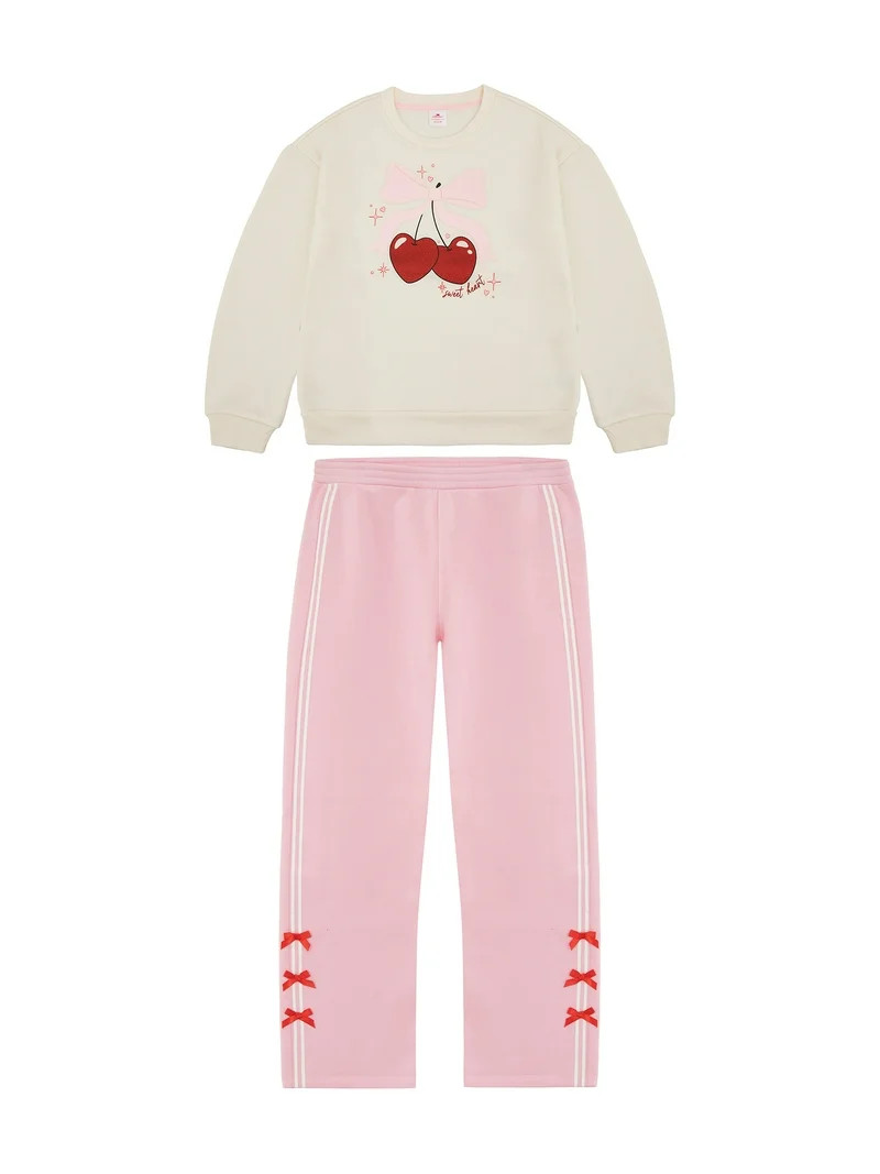 Way to Celebrate Girls' Valentine's Day Fleece Sweatshirt and Pant Set, Sizes 4-18 & Plus | Walmart (US)