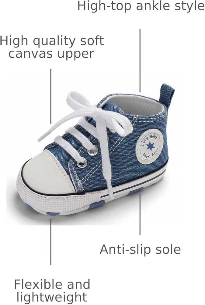 Unisex Baby Girls Boys Canvas High-top Shoes, Newborn Infant Anti-Slip Soft Sole Frist Walking Br... | Amazon (US)