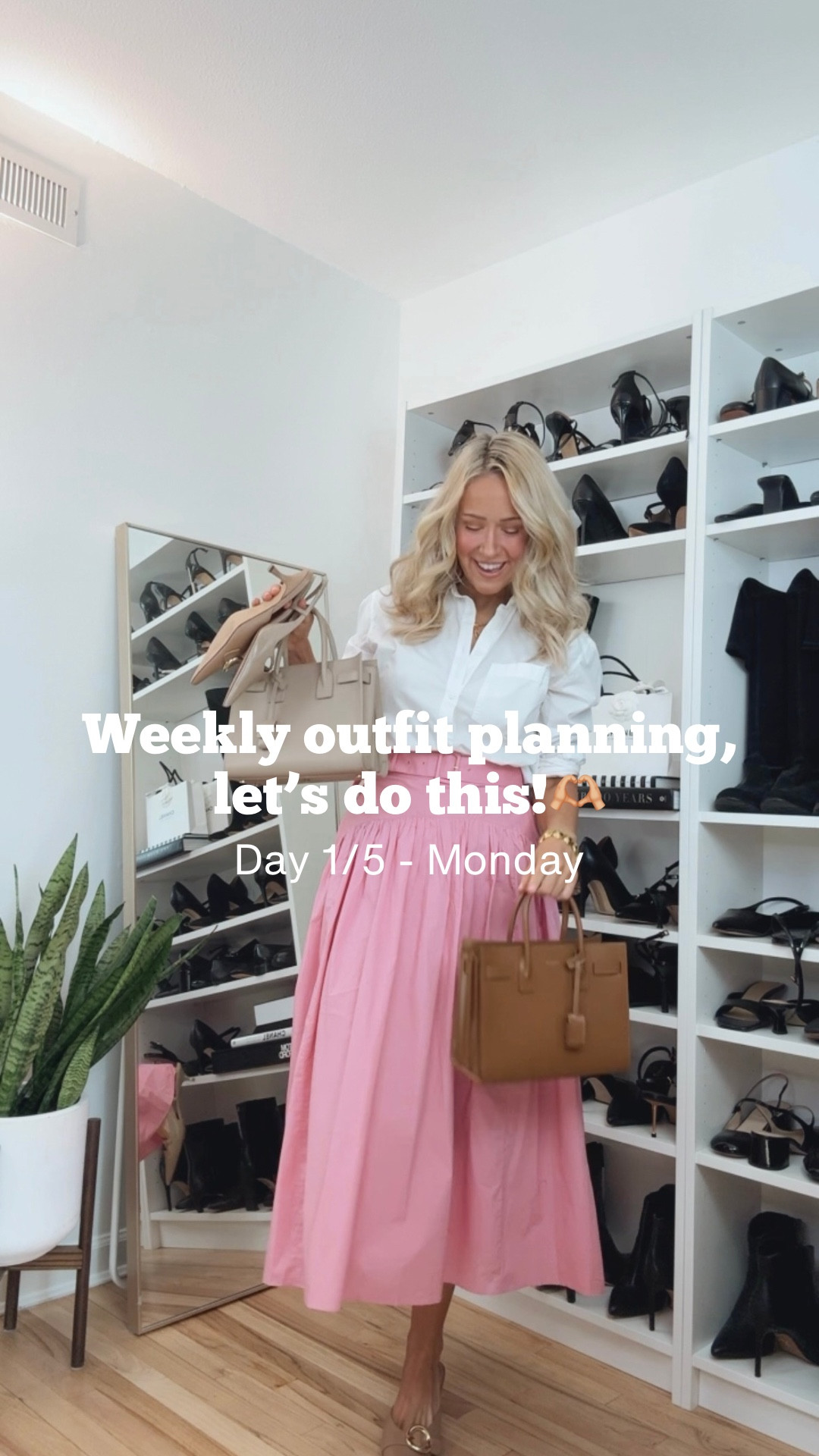 9 STYLE TIPS 👇🏼 when outfit planning:
1. Dedicate some time on the weekend to try on outfits that way you can take your time experimenting with different combinations and not feel rushed 
2. Check the weather 🌦️- the weather can be SO unpredictable this time of year! 
3. Check your schedule 🗓️  see if you have meetings, client dinners, working from home, or doing something right after work.
4. Decide on one item that you REALLY want to wear. I find this helps narrow things down. As an example, I really wanted to wear this midi skirt so I just take the skirt into my closet and hold it up next to tops in my closet to see what combination I might want to try. 
5. When in doubt, can never go wrong with a white button up shirt!
6. Roll the sleeves of your shirts, sweaters, and blazers for an effortlessly chic and cool look✨✨
7. Choose jewelry that matches the vibe of the outfit (or not lol for a ✨cool girl✨ vibe)
8. Try the “3 color theory” - color 1 is the dominant color, color 2 is the secondary color, and color 3 is the accent color 
9. Using your phone, take a pic of your outfit in the mirror so you remember exactly how you styled it📸

#LTKStyleTip