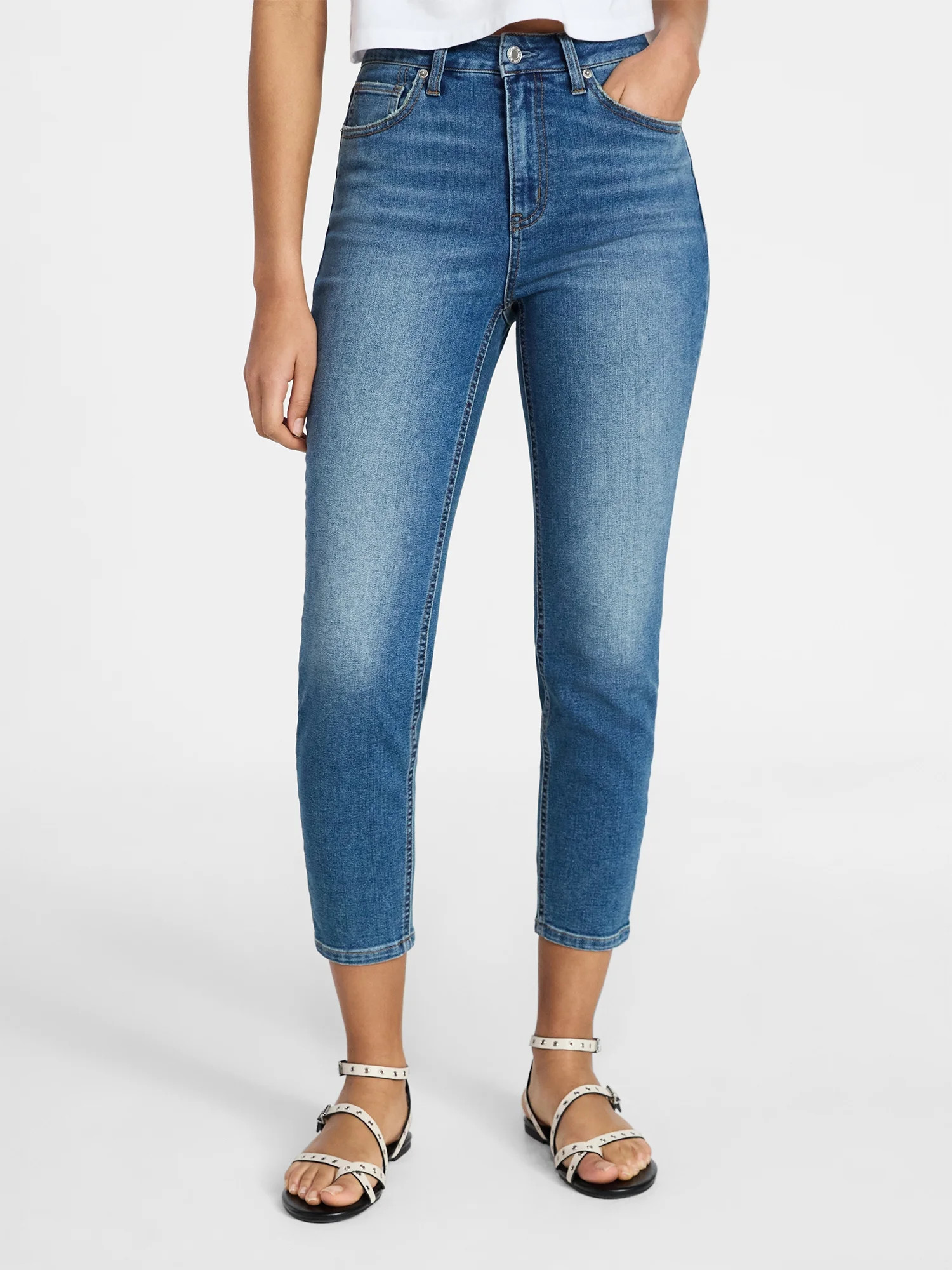 No Boundaries High Rise Skinny Ankle Jeans, 26.5" Inseam, Women's Sizes 00-26 | Walmart (US)