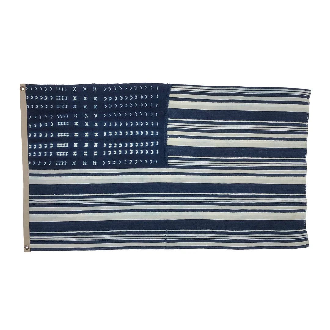Vintage Indigo Shibori Flag, 100% Cotton Mudcloth, Denim, Blue | Etsy (US)