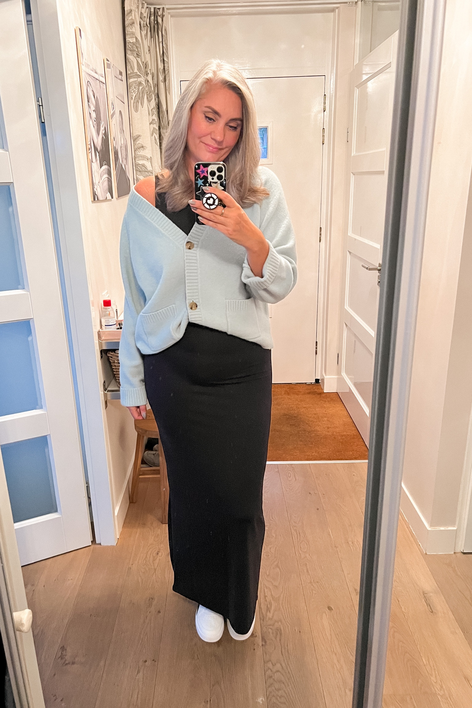 Skims like black maxidress (xl) paired with a turquoise oversized cardigan (xl) and Puma sneakers. 



#LTKover40 #LTKmidsize #LTKstyletip