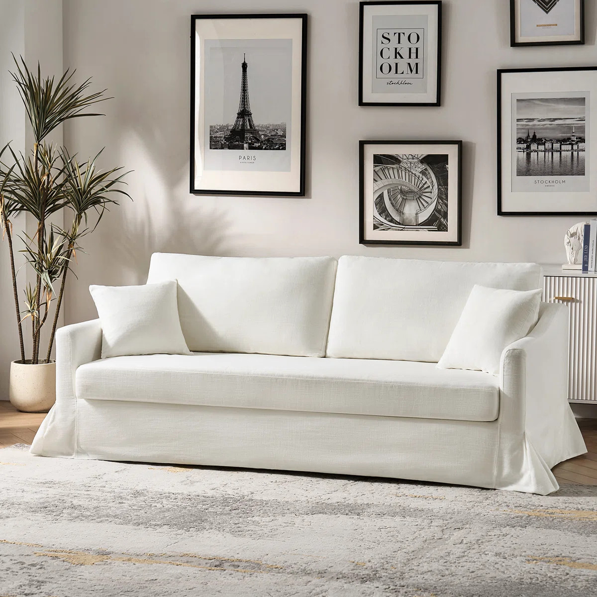 Wimberly 80.5" Farmhouse Upholstered Slipcovered Sofa | Wayfair North America