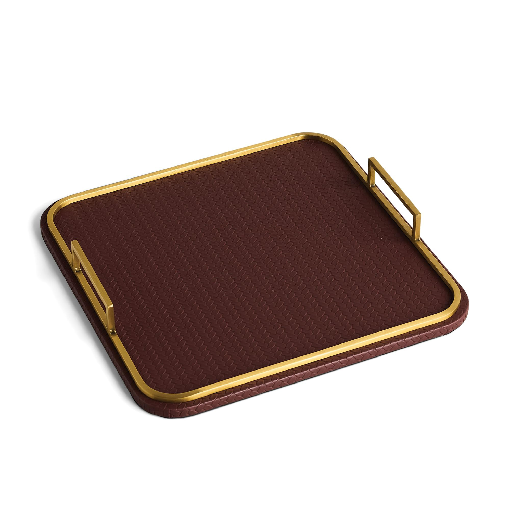 Preston Lane Mayfair Decorative Tray – Vegan Leather with Woven Texture, Brushed Brass Handles ... | Amazon (US)