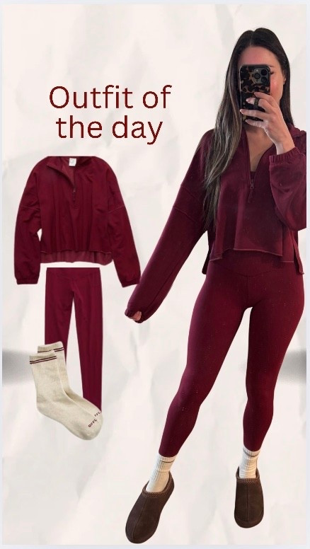 Upgrade your athleisure wardrobe with our Burgundy Matching Set, now 40% off for a limited time. This rich, deep burgundy outfit includes high waisted leggings, a supportive sports bra, a cozy pullover, and matching socks for a fully coordinated look from workout to weekend. Designed for comfort, performance, and effortless style, this matching set is perfect for the gym, lounging, travel days, or running errands.

Crafted with breathable, four-way stretch fabric, the burgundy leggings sculpt and smooth while allowing full mobility. The sports bra provides secure support without sacrificing comfort, making it ideal for yoga, pilates, strength training, or everyday wear. Layer on the soft, relaxed-fit pullover for the perfect finishing touch warm enough for cooler mornings yet lightweight enough for all-day comfort. And the matching socks complete the look with a seamless, stylish finish.

This trending burgundy activewear set is the perfect blend of fashion and function. Whether you’re building a capsule wardrobe or love a monochromatic moment, this outfit offers a chic, put-together look at an unbeatable price.

#LTKCyberWeek #LTKHoliday #LTKActive