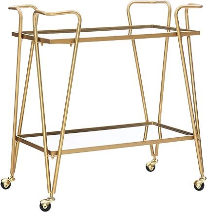 Linon Gina Mid-Century Bar Cart, Gold | Amazon (US)