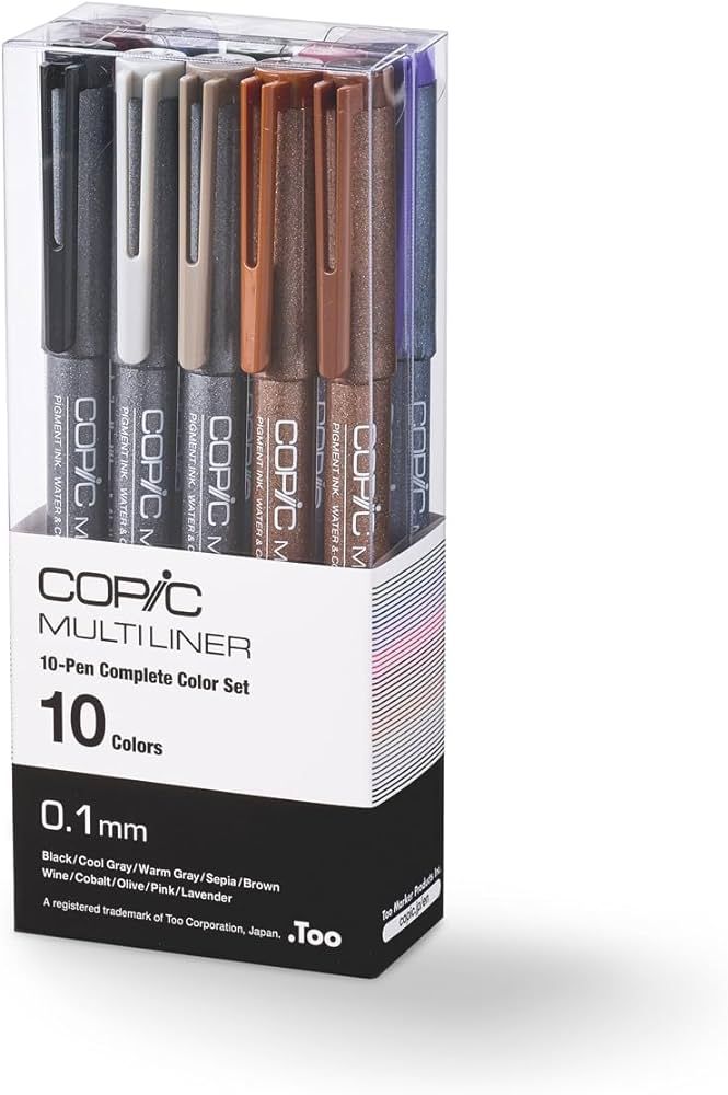 Copic Multiliner Set, 10-Pen Complete Color Set - 0.1mm | Amazon (US)