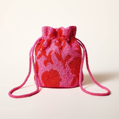Beaded Classic Rose Drawstring Bucket Bag - kate spade new york x Target Pink/Red | Target