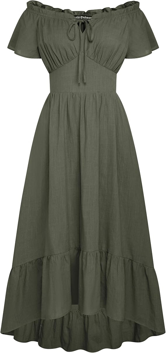 Scarlet Darkness Renaissance Dress for Women 2026 Summer Spring Cotton Off The Shoulder Boho Midi... | Amazon (US)