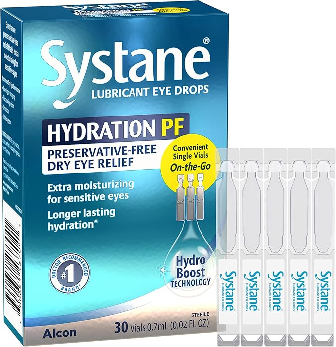 ALCON Systane Hydration Preservative-Free Lubricant Eye Drops, Transparent, 0.6 Fl Oz, 30 Count | Amazon (US)