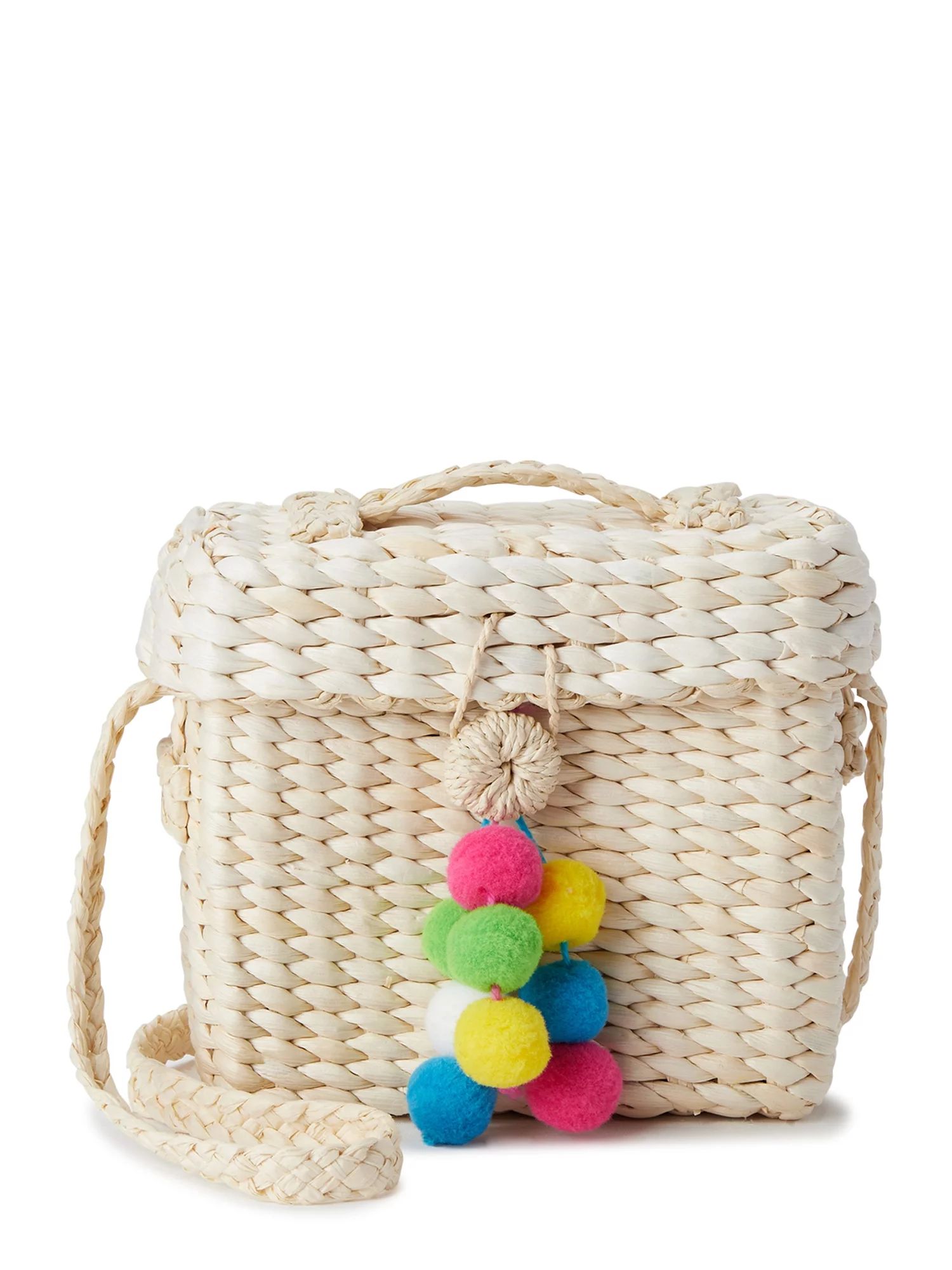 Eliza May Rose by Hat AttackEliza May Rose Small Structured Square Bag with Multicolored Mini Pom... | Walmart (US)