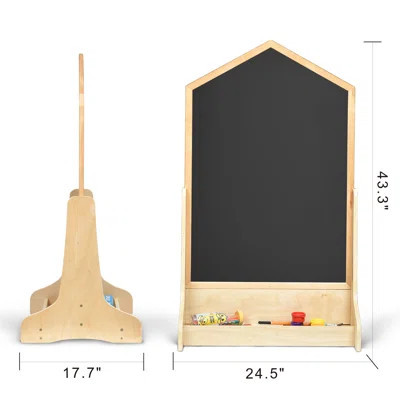 House Design Double-Sided Magnetic Drawing Board w/Detachable Roller and Bi-Storage Frame Holder for Kids | Wayfair North America