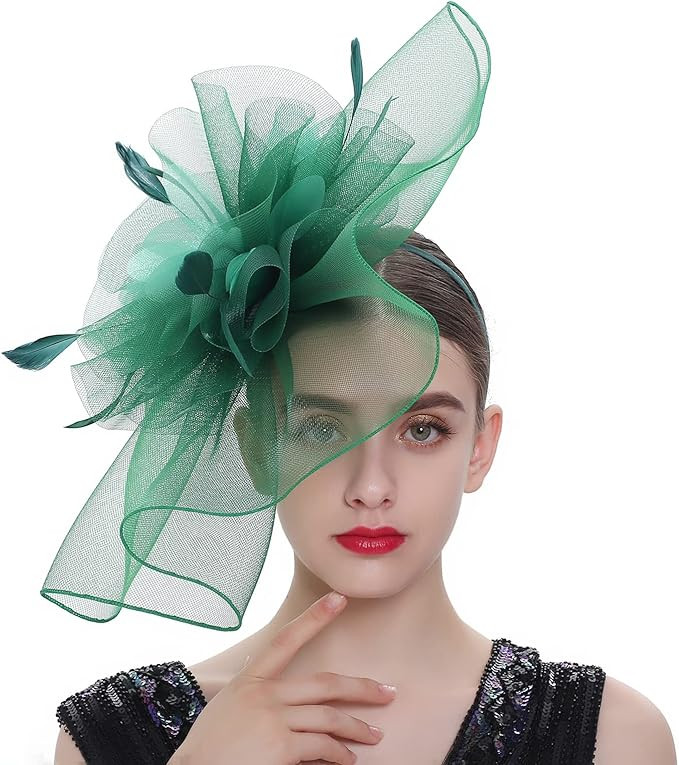 Z&X Sinamay Fascinator Hat Floral Feather Pillbox Derby Hats for Women Wedding Tea Party with Hea... | Amazon (US)