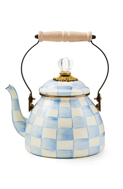 MACKENZIE CHILDS Sky Check Enameled Steel 2-Quart Tea Kettle at Nordstrom | Nordstrom