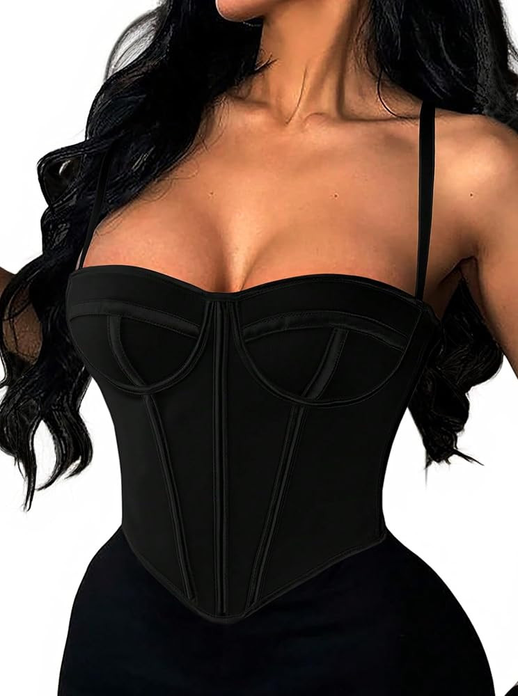 LovelyWholesale Corset Tops for Women Backless Corset Bustier Top Sexy Party Club | Amazon (US)