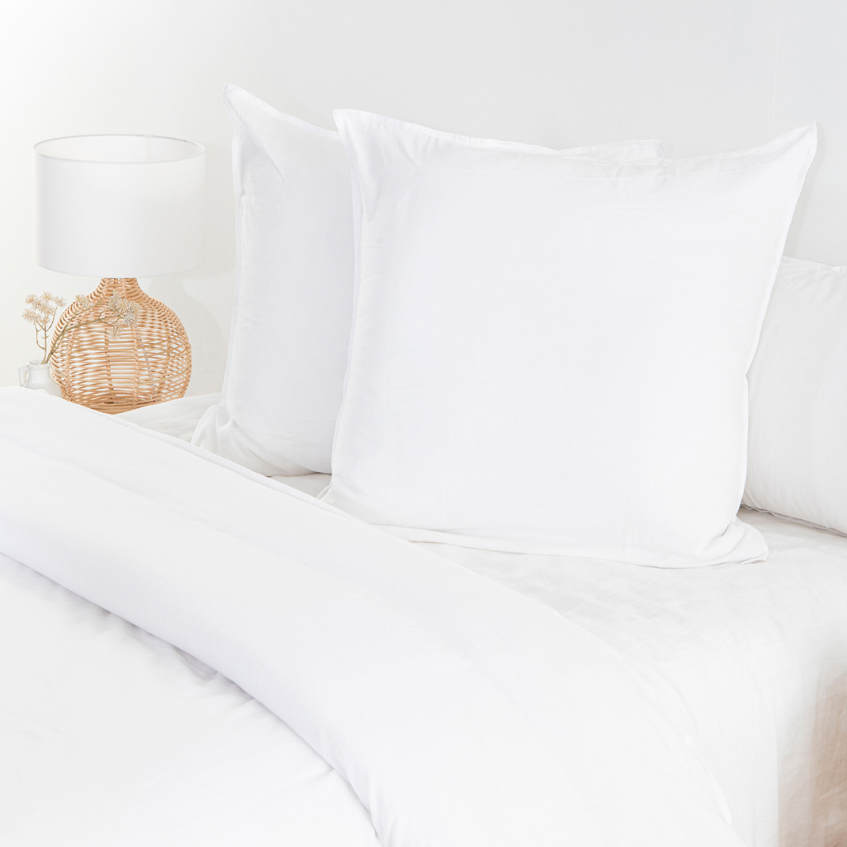 Washed Linen Look White European Pillowcase [ESSBWLL19_EURN] | Pillow Talk AU